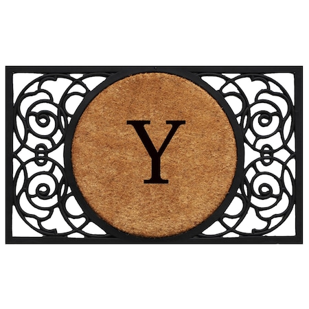 Calloway Mills Monogram Door Mat, Natural, Black, 22 in W x 36 in L 180032236Y
